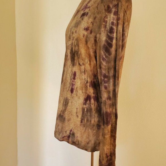 Saks XL tan Camo green Black tie dye sweater 12 14 - Picture 6 of 8